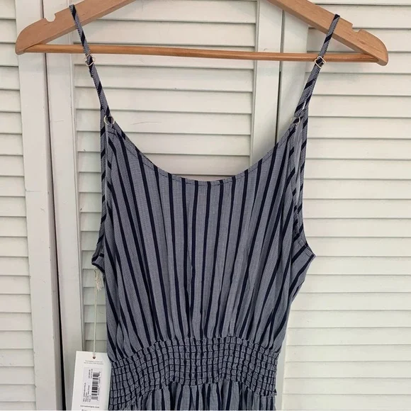 Carve Designs Macy Dress Navy Stripe Women’s Large Relaxed Cami‎ Maxi Dress NWT